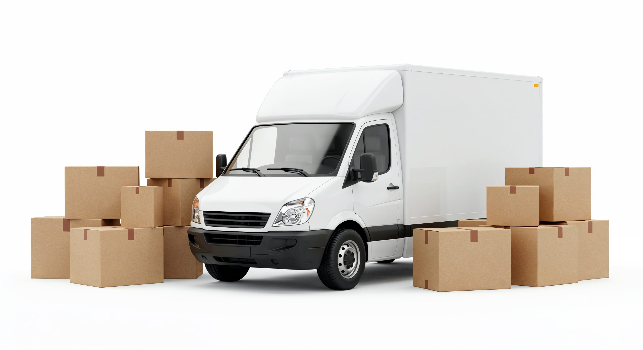 delivery-truck-surrounded-by-cardboard-boxes